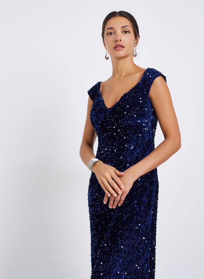 ستايلي فستان سهرة طويل بترتر بلا أكمام - Image 4